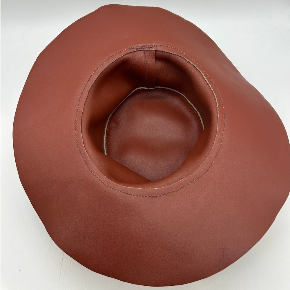 Vintage Suede Wide Brim Bolero Hat Braided Tan Leather Band Size 6 3/8 51cm - Picture 4 of 10